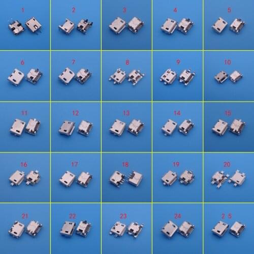 25 models Micro usb connector Very common charging port for Moto/SONY/HTC/ZTE/Huawei/Xiaomi/Lenovo/.. mobile,tablet GPS USB Jack