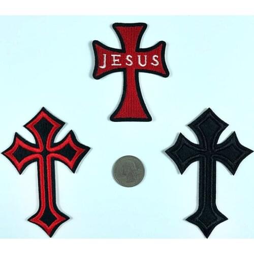 30pcs/lot Embroidered Patches Jesus Cross Stickers LettersClothing Decoration Accessories Appliques Iron Heat Transfer