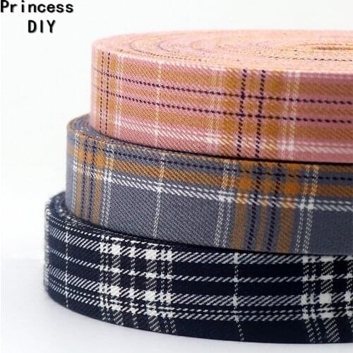 5M/Lot 10 25 50mm Jewelry Making Cord Scottish Tartan Check Ribbon Craft Plaid Tape DIY Dog Collar Hair Bowknot Accessories Trim