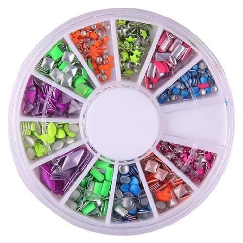 6 Colors Neon Round Triangle Star Square Studs Nail Art DIY Decor Punk Rivets suitable for decorating your phone case, pad, note