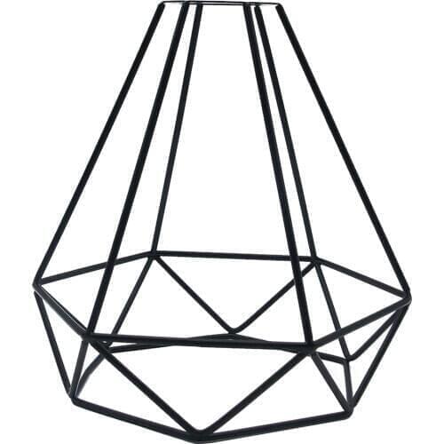 Lampshade Only Retro Metal Wire Cage Diamond Shaped Hanging Pendant Light Shade Chandelier Lamp Cover Without Bulb