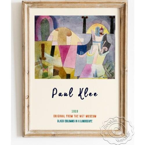 Paul Klee Exhibition Abstract Museum Poster, Black Columns In A Landscape Canvas Painting, Vintage Art Prints Home Decor Picture