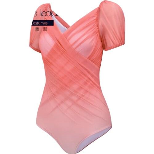 Ballet Leotard for Women Practice Clothes Gradient Color Gymnastics Tights Adult Aerial Yoga Sexy Swimwear