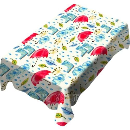Colored Rain Clouds And Rain Gear Seamless Vector Image Polyester Tablecloth Rectangular Decorative Interior And Outdoor