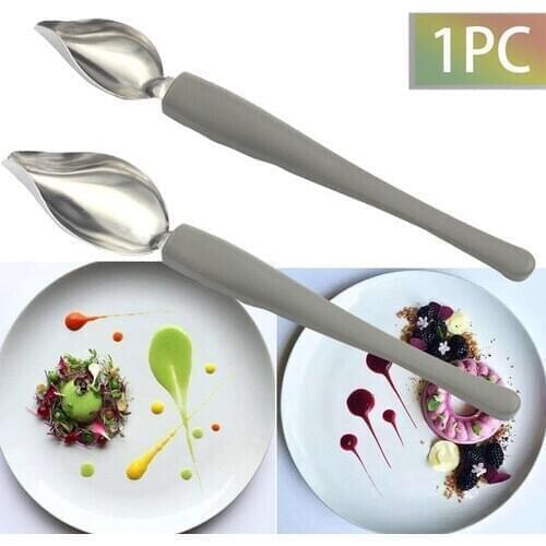 Chef Decoration Pencil Anti-slip Accessories Draw Tools Stainless Steel Portable Mini Sauce Painting Coffee Spoon Kitchen tool