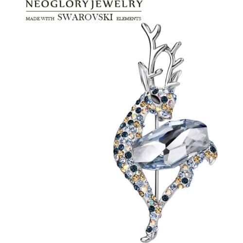 Neoglory Austria Crystal & Rhinestone Brooch Elegant Christmas Deer Design For Women Classic Gift Trendy Sale Gift