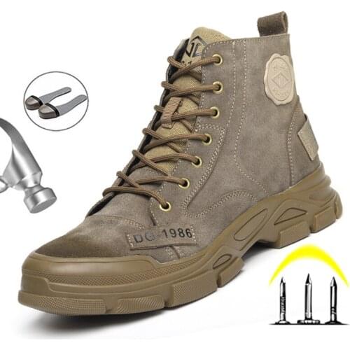 Non-Slip Mens Boots Work Shoes For Men Work Sneakers Steel Toe Cap Indestructible Safety Boots Male Anti-smashing Safey Shoes