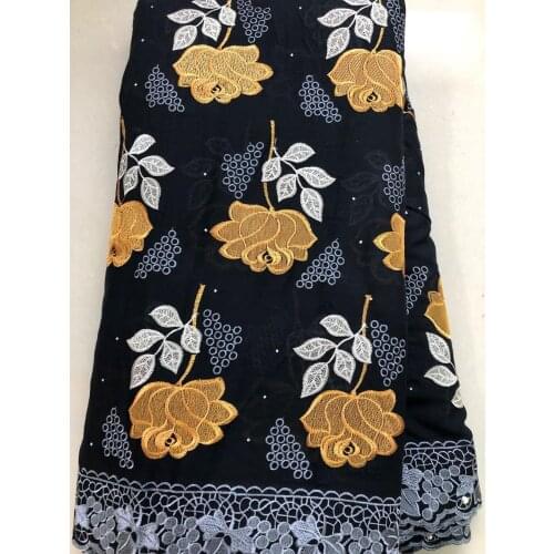 Best Selling Flower Soft Cotton Women Dress Swiss Voile Lace High Quality Embroidered Fabric Sewing African Lace Fabric ELL3950