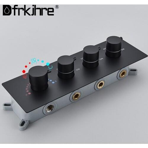 Matte Black Thermostatic 3/4 way Shower Mixing Valve Embedded Box Brass Shower Faucet Mixer Bath Shower Mixer Cartridges Valve