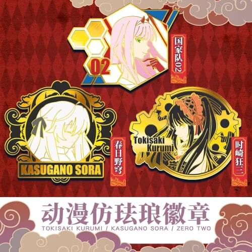 Anime Metal Badge DATE A LIVE Tokisaki Kurumi DARLING in the FRANXX 02 Kasugano Sora Button Brooch Pins Souvenir Toy Gift