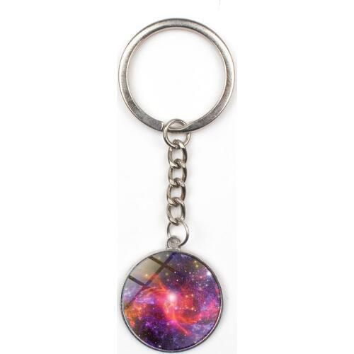 Fashion Galaxy Starry Pattern Badge Keyring Mens Womens Wear Charm Bag Keychain Car Key Door Childrens School Gift Souvenir