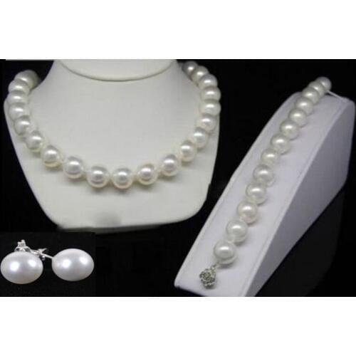 Fashion 12mm White Shell Pearl Round Beads Necklace Bracelets Earrings AAA 18" 36"