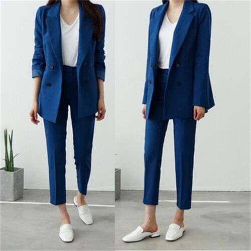 Fashion pants suit female autumn New casual double-breasted loose suit jacket female professional small suit suit women