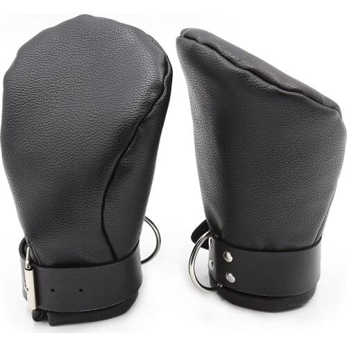 Soft PU Leather Padded Mittens Soft Puppy Mitts HandCuffs BDSM Bondage Dog Palm Fist Gloves Restraint Sex Aduld Game For Couples