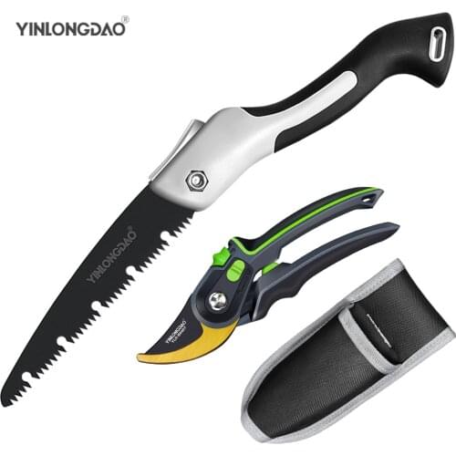 Pruning Shears Set Cutting Gardening Branches and Flowers Multifunctional Pruning Shears with Folding Saw and Waist bag
