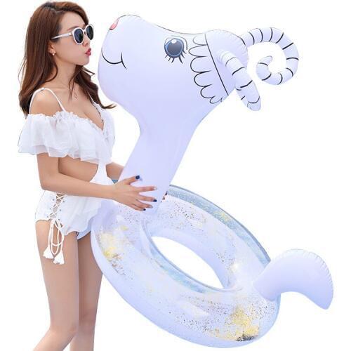 Inflatable women swimming Ring Chinese Zodiac animal sheep adult Pool Float Women swim circle Inflated lamb Toys water fun