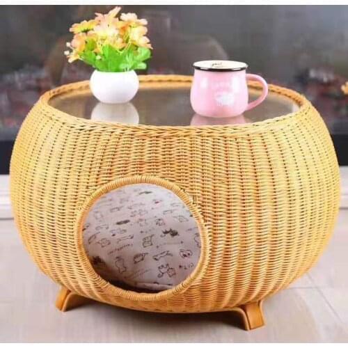 Cat litter summer net red cat villa cat room pet dog Teddy nest closed four seasons universal rattan coffee table