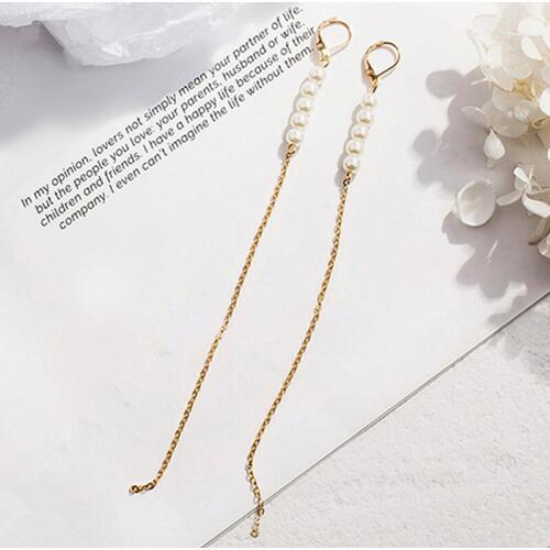 New Fashion Brincos Korean Long Net Red Simulated Pearl Tassel Earrings For Woman Cold Style Long Earring Party Jewelry Gift