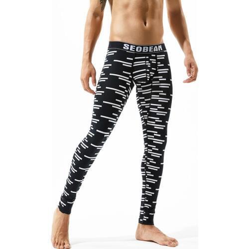 New SEOBEAN mens long johns solid themal comfortable cotton leggings fashion male Long johns 2 colors