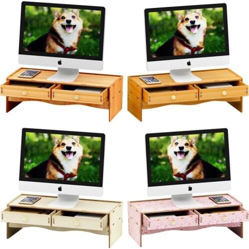 Wooden Laptop Stand For Desk Monitor Stand Riser For Screens Office Organizer With Drawer For Printers Gaming and Accessories