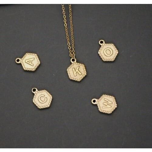 Simple A-Z 26 Initial Letter Geometric Tag Pendant Necklace Womem Men Trendy Gold Color ABC Alphabet Charm Steel Chain Jewelry