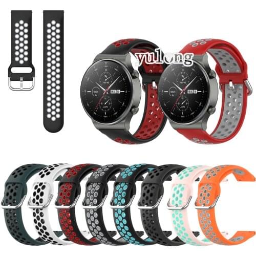 Colorful Sport Silicone Breathable Band Strap For Huawei Watch GT2 42mm 46mm Smart Watch 22mm Wristband For GT GT2e GT2 pro