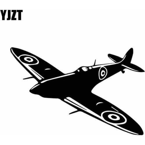 YJZT 15.5CM*10.1CM Beautiful Aircraft Airplane With Decorative Pattern Vinyl Decal Car Sticker Delicate Black/Silver C27-1100