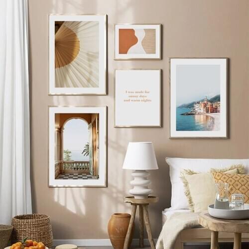 Scandinavian Landscape Canvas Printing Nordic Beach Poster Modern Unframed Wall Art Pictures Simple Home Decor for Living Room