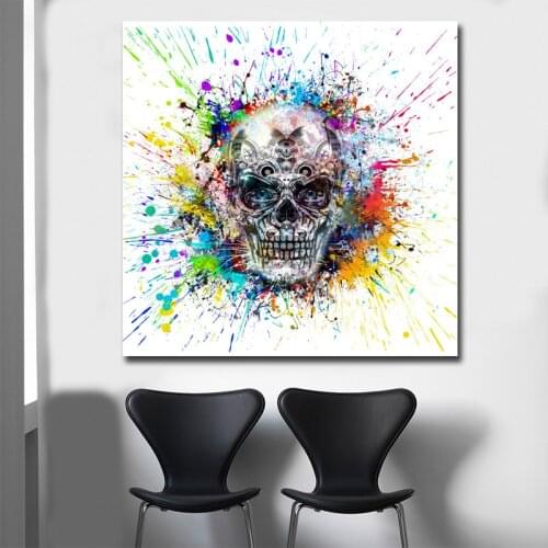 Modern Vintage Poster Abstract Skull Art Canvas Painting Wall Picture Print Cheap Home Room Decoration Pictures frame