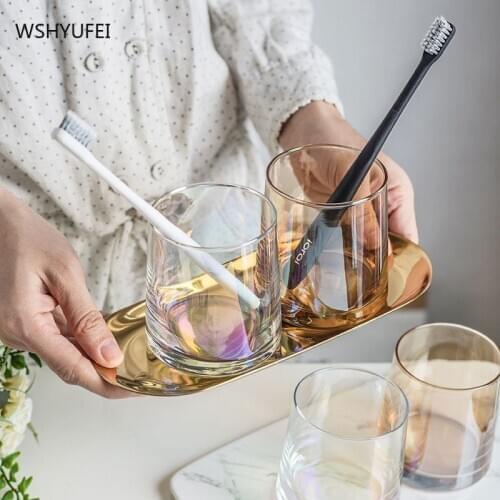 Nordic Couple Glass Gargle Cup Portable Travel Home Hotel Kitchen Supplies Bathroom Accessories Valentines Gift Mouth Cup