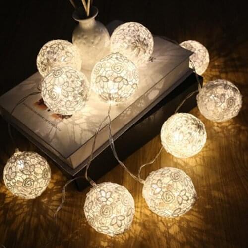 LED light string lace cotton ball 10 / 20LED holiday light info garland Christmas wedding decoration battery box power supply