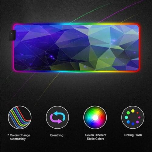 Triangle Abstract Big RGB Mouse Pad LED Colored Light Game MousePad Desktop Pad with Backlight USB Mause Mat 40X90 / 30X35 CM