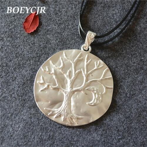 BOEYCJR Vintage Tree Shape Alloy Pendant Necklace Rope Chain Fashion Jewelry Ethnic Pendant Necklace for Women Gift