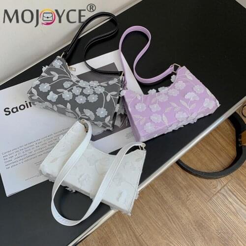 Vintage Women Casual Bags Patchwork PU Leather Lace Flower Shoulder Underarm New Collection All-match Subaxillary Tote