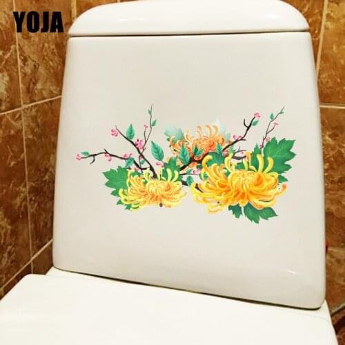 YOJA 23.5X13CM Painted Calendula Plant Classical Wall Stickers Mural Home Toilet Decor Decal T1-1216