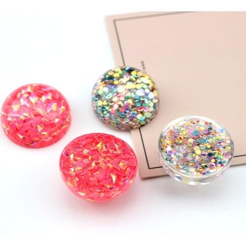10pcsResin Halfpill Sequin Mermaid Jipatch Earrings for Women Sweet Material Diy Handmade Jewelry Accessories Transparent Round