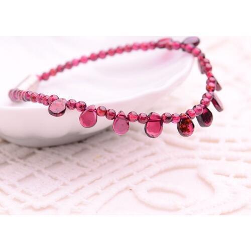 JoursNeige Natural Garnet Bracelet Raindrop 3mm Beads Jewelry Bijoux Vintage Collares Collier Women Crystal Bracelet