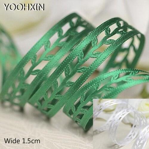 1.5cm wide HOT cotton white Green Embroidery Lace Fabric DIY applique collar trim ribbon Sewing cord dubai guipure dress decor