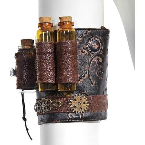 1PC Womens Carved Leather Arm Guards Vintage Wrist Sleeve Arm Cuff Cosplay Props Supplies