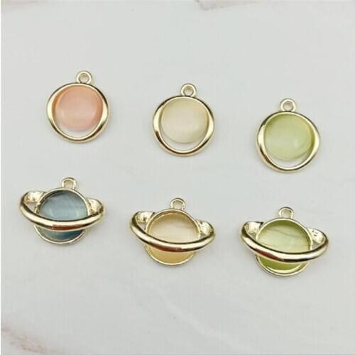 10pcs/lot new creative opal round satellite charms for diy earrings necklace pendant jewelry accessories