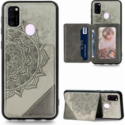 10pcs Mandala Fiber Cloth Magnetic Closure Wallet Phone Case Cover for Samsung Galaxy A91 A81 A71 A70 M80S M60S M30S M31