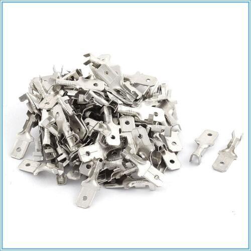 100Pcs 6.3mm Male Electrical Spade Crimp Terminals Wiring Connectors