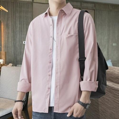 2021 New Shirts Polo Men Clothing Long Sleeve Tops Spring FallRegular Homme Casual Fashion Solid Shirts Tops Large SizeM-4XL