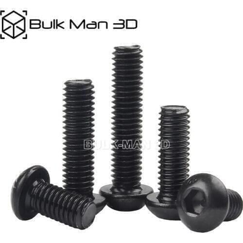 25pcs/Pack M5*6mm/8mm/10mm/12mm/16mm/20mm/25mm/30mm/35mm/40mm/45mm/50mm Black Button Head Screw for v-slot/T-slot accessories