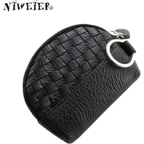 4colors Knit Womens Purse For Coins Mini Zipper Clutch Change Wallet With Keychain Card Bags Coin Pouch For Female Lady Girl