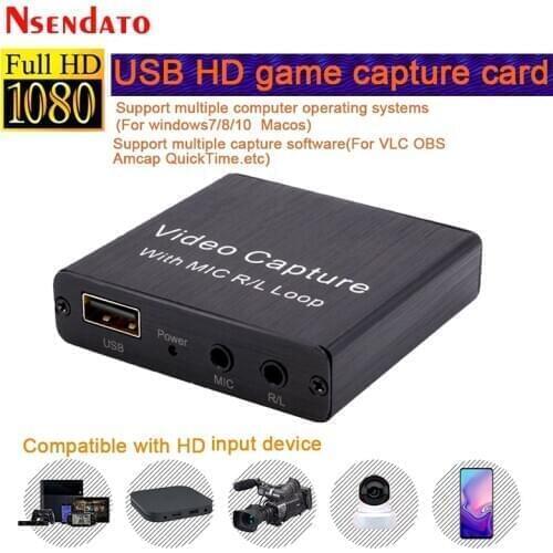 4K USB HD Video Capture Card HD To USB 2.0 Acquisition Card with Mic R/L for Live Streaming Plate Camera Switch Game Record
