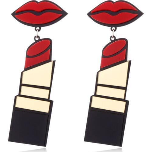 Acrylic Earrings Women Jewelry Lip Lipstick Punk Style Dangle Fashion Long Drop