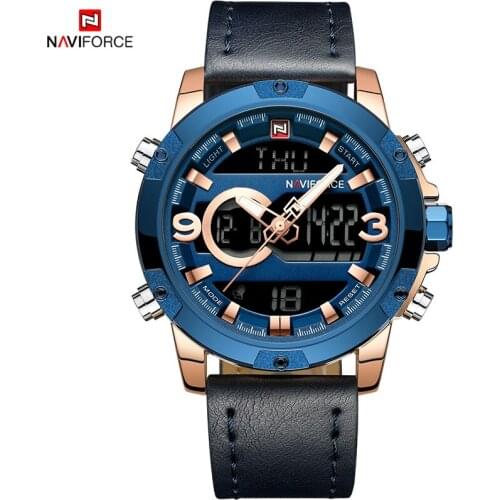Luxury Brand Men Fashion Sport Watches NAVIFORCE Mens Quartz Digital Clock Man Leather Military Wrist Watch relogio masculino