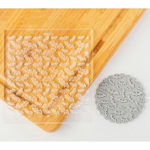 Cake Cookie Owl Skull Bat Cat Pumpkin Stamp Embossed Mold Acrylic Fondant Cookie Mould Cutter Halloween Stamp Embosser