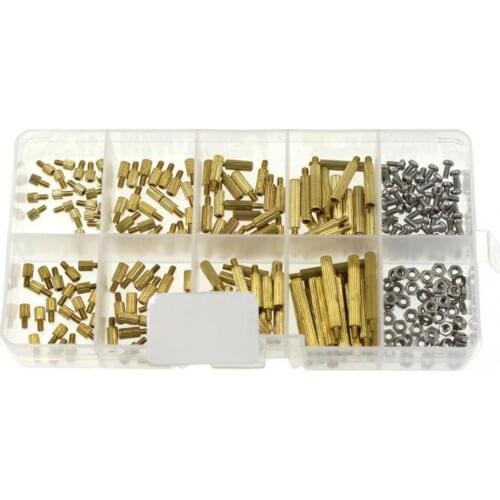 Hot Sale 50% 260Pcs M2 Threaded Pillars Multiple Anti Corrosion Brass Spacer Bolt Screw Nut Assortment Kit for PCB Motherboard